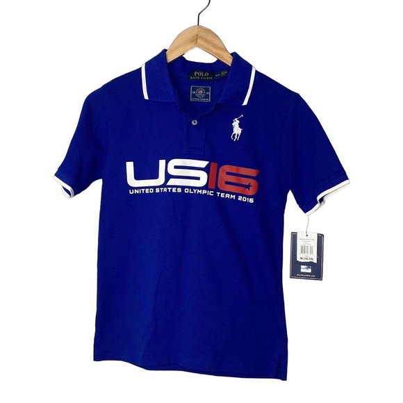 NWT Polo Ralph Lauren Rugby Shirt Royal Blue 2016 Olympic Team Size Medium 10/12